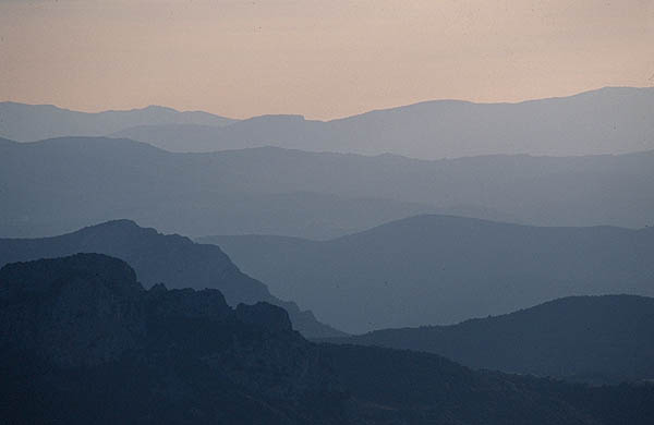 Evening haze on the Massif du Canigou, Pyrnes-Orientales.