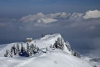 High above the morning mists in the Grand Massif, Haute-Savoie. (58kb)