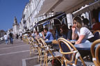 People-watching from the restaurant terraces of La Rochelle. (114kb)